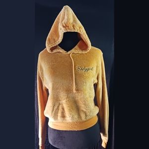 Golden "babygirl" cropped hoodie